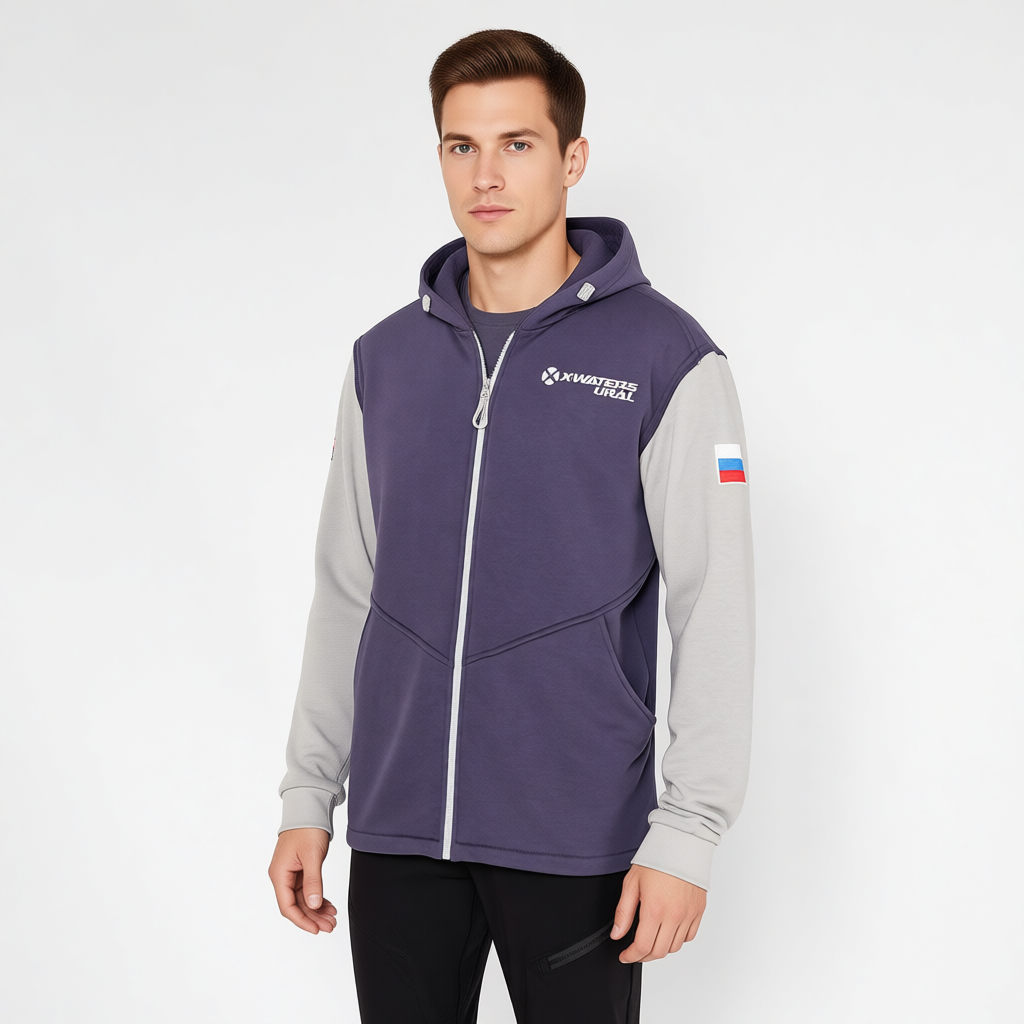 Толстовка X-WATERS на молнии синяясерая (3)