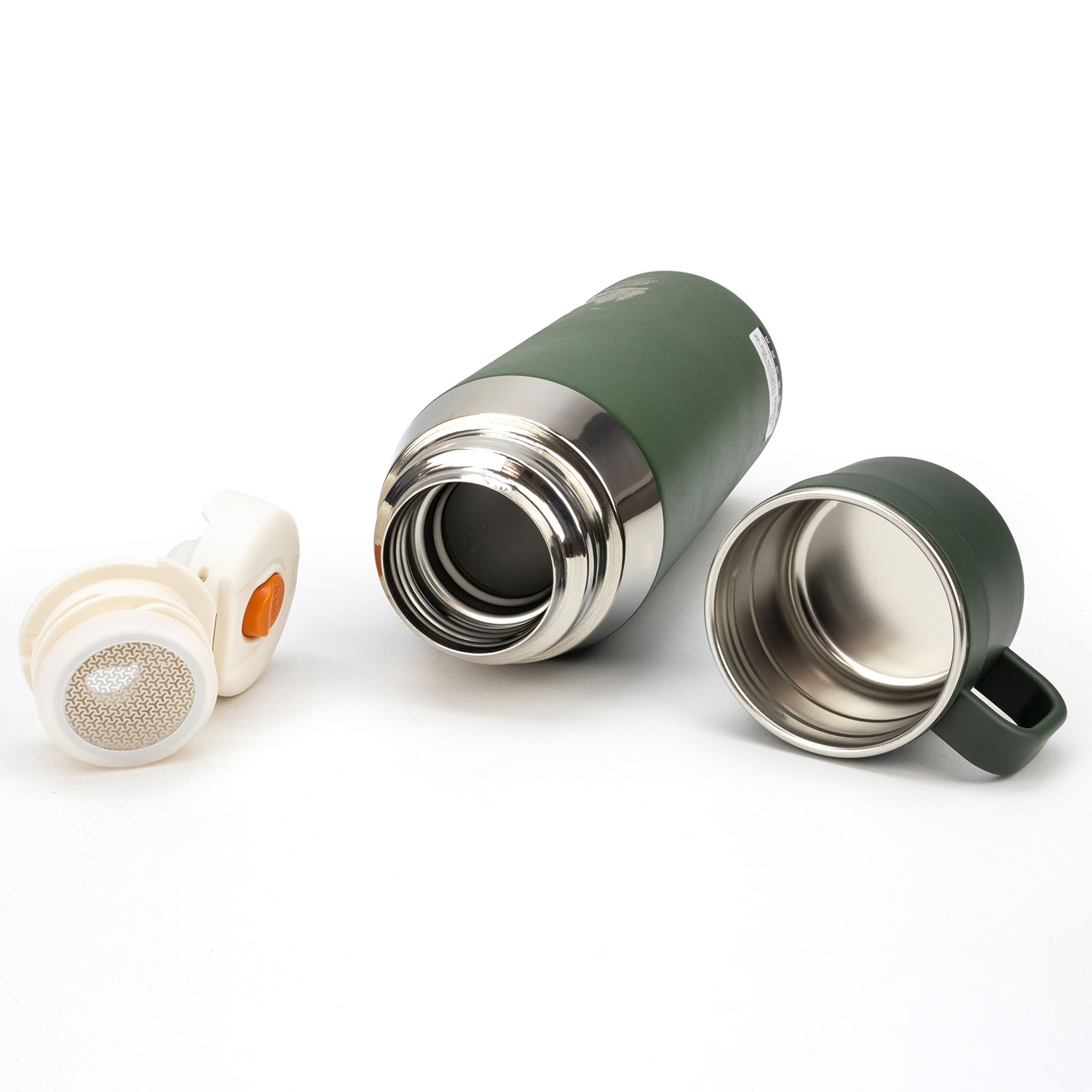 Термос с кружкой Горы 800мл (зеленый)