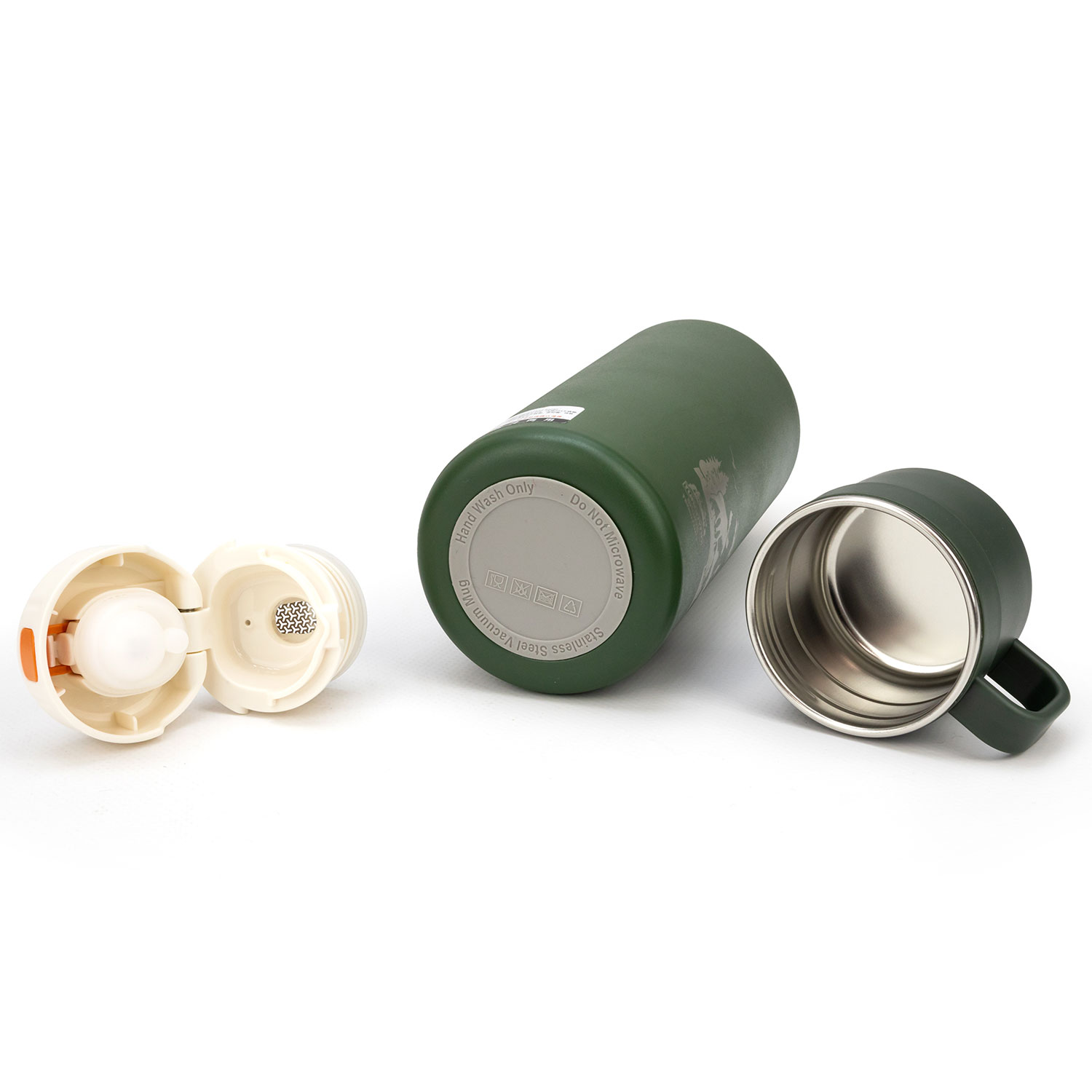 Термос с кружкой Горы 800мл (зеленый)