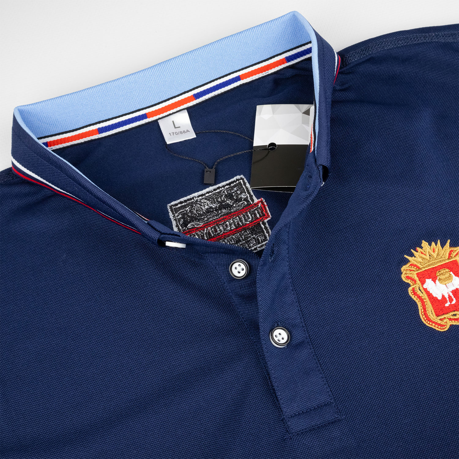Футболка поло с гербом синяя TST (5)