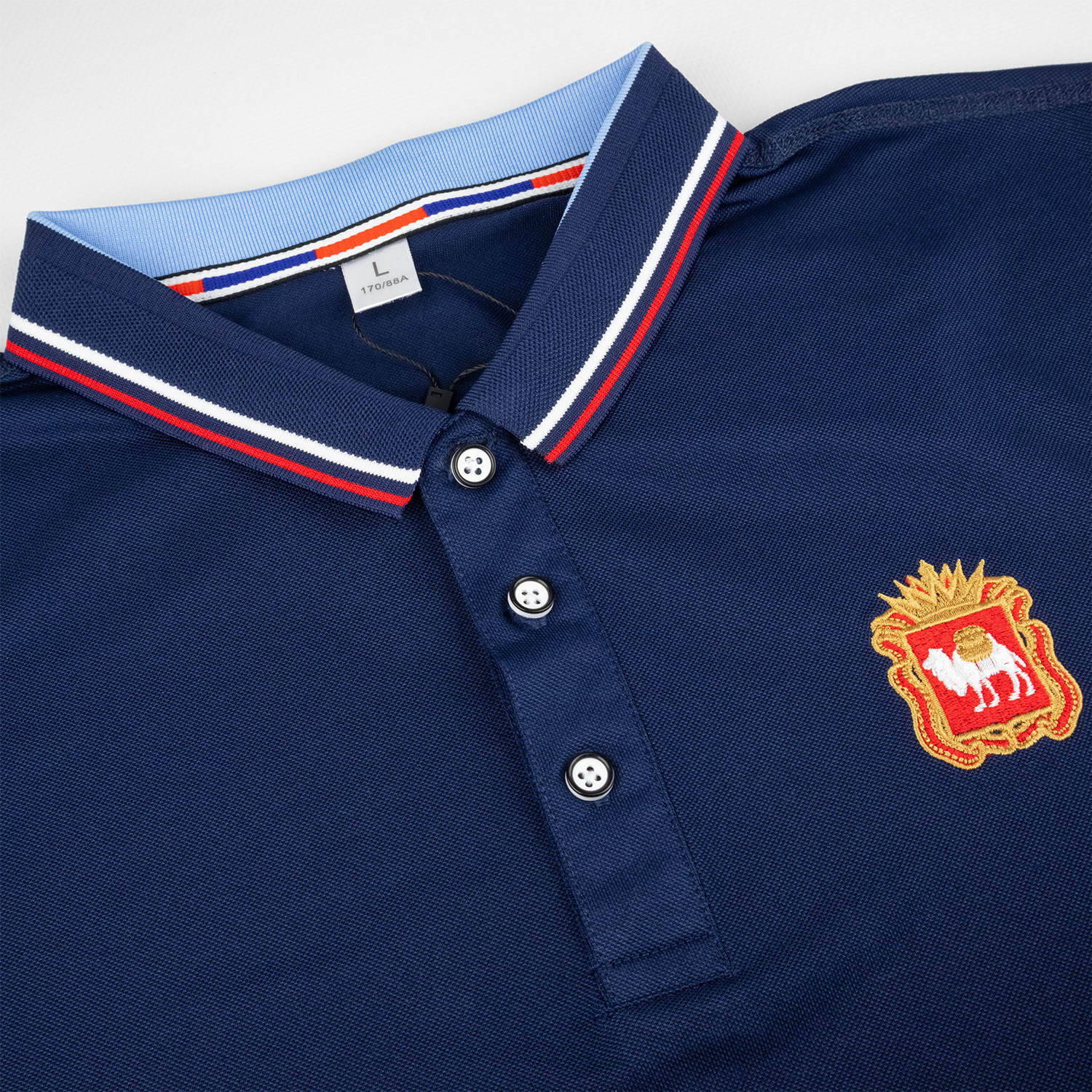 Футболка поло с гербом синяя TST (4)
