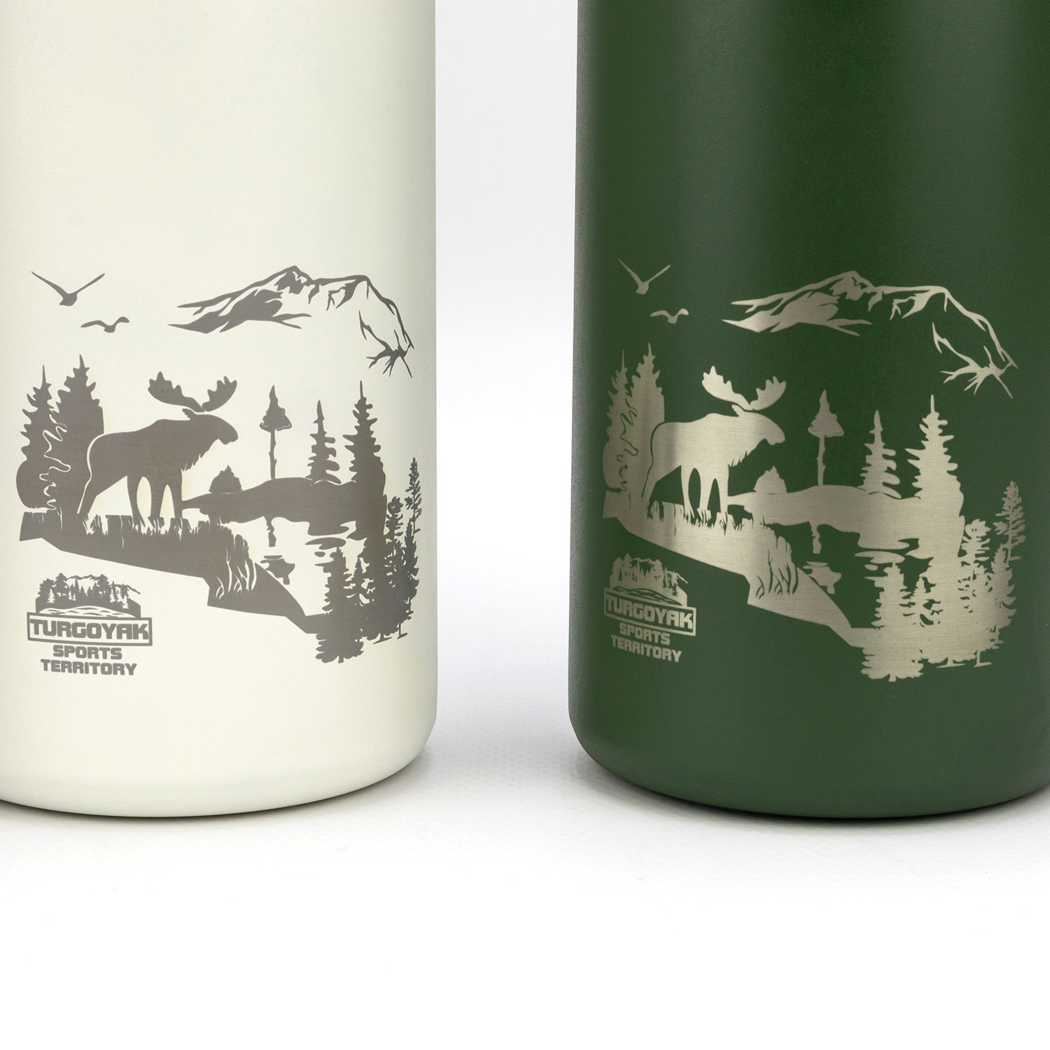 Термос с кружкой Горы 800мл (зеленый)